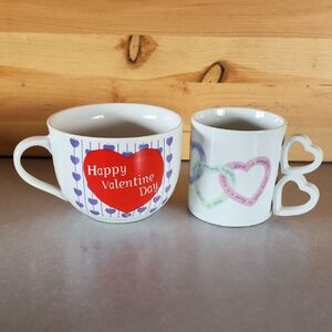 2 Happy Valentine Day Red Heart Ceramic Mug - White